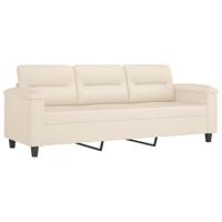 2-delige Loungeset met kussens microvezelstof beige - thumbnail