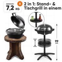 Profi Cook PC-BQS 1303 Staande grill Elektrisch Thermometer in deksel, Anti-aanbaklaag, CoolTouch-behuizing Zwart - thumbnail