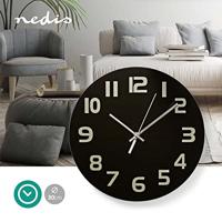 Nedis CLWA006GL30BK Ronde Wandklok Diameter 30 Cm Eenvoudig Te Lezen Cijfers Zwart - thumbnail