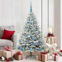 VidaXL Artificial pre-lit kerstboom met ballenset groen 150 cm - thumbnail