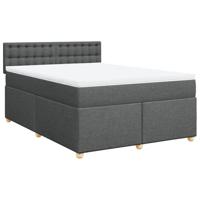 Boxspring met matras stof donkergrijs 140x190 cm - thumbnail