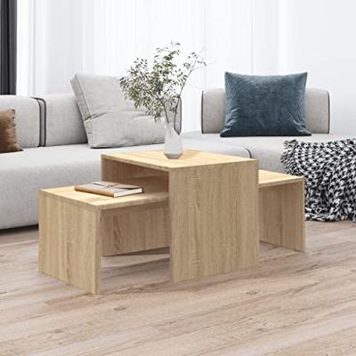 VidaXL Salontafelset 100x48x40 cm bewerkt hout sonoma eikenkleurig