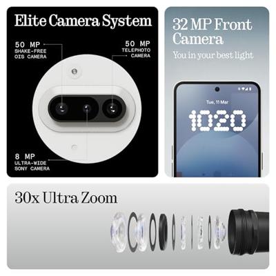 Nothing Phone (3a) 128 GB - Handy mit Essential Space, 50-MP-Hauptkamera, 32-MP-Frontkamera, 30-facher Ultra-Zoom, 8 GB RAM, Langer Akkulaufzeit und 6,77 Zoll Flexibles FHD+ AMOLED-Display - Weiß