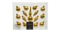 Decoris kerstballen piek glas 15st licht goud - thumbnail
