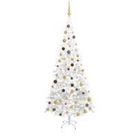 VidaXL Kunstkerstboom met verlichting en kerstballen l 240 cm wit - thumbnail