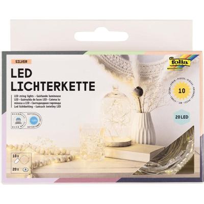Folia lichtslinger LED, 20 LED&apos;s, 2,20 m, op batterijen, pak van 10 stuks
