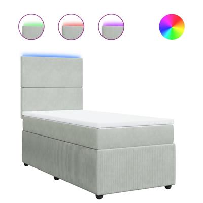 Boxspring met matras fluweel lichtgrijs 140x190 cm