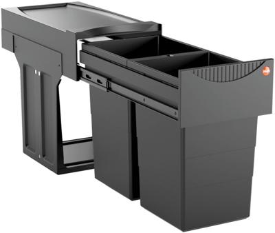 Hailo Tandem S afvalemmer donkergrijs/zwart