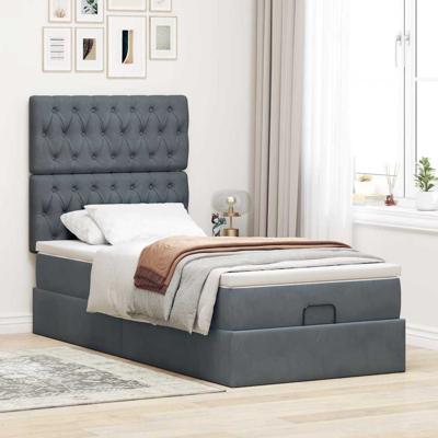 Ottoman bed met matrassen en LED's 140x200cm fluweel - thumbnail