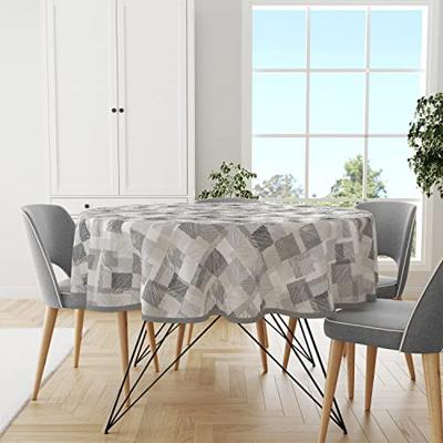 Wicotex tafelzeil rond blockies grijs 160cm