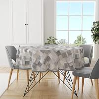 Wicotex tafelzeil rond blockies grijs 160cm - thumbnail