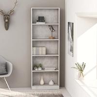 Boekenkast met 5 schappen 60x24x175 cm bewerkt hout betongrijs - thumbnail