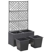 VidaXL Latwerkplantenbak verhoogd met potten 58x30x107 cm rattan zwart - thumbnail