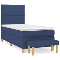 Boxspring met matras stof blauw 90x200 cm - thumbnail
