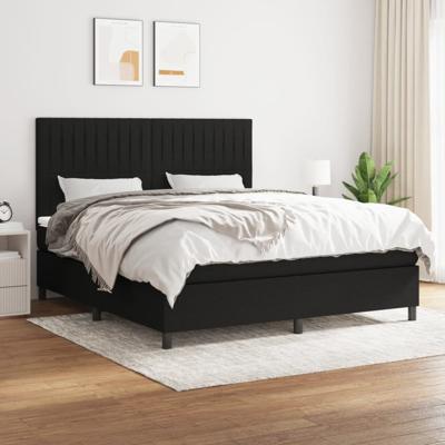 Boxspring met matras stof zwart 200x200 cm