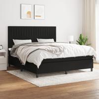 Boxspring met matras stof zwart 200x200 cm - thumbnail