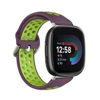 By Qubix - Compatible met Fitbit Versa 3 & 4 / Sense 1 & 2 - Sport editie - Large - Paars + groen - Compatible fitbit bandje - thumbnail