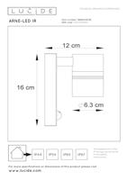 Lucide ARNE-LED IR - Wandspot / Wandlamp Binnen/Buiten - Ø 6,3 cm - LED - GU10 - 1x5W 2700K - IP44 - Beweging & dag/nacht sensor - Zwart - thumbnail