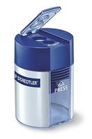 Staedtler Dubbele puntenslijper tonmodel 512 001 Blauw-zilver (fluorescerend) Uitvoering container: Blik - thumbnail