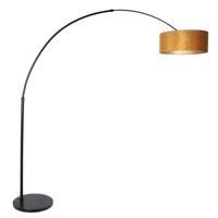 Steinhauer Vloerlamp Sparkled light 8129 zwart kap gouden velours - thumbnail