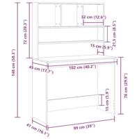 Bureau met schappen 102x45x148 cm bewerkt hout artisanaal eiken - thumbnail