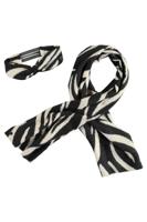 Like Flo winter sjaal + hoofdband meisjes - zwart/wit - Nila - geweven, zebra - thumbnail