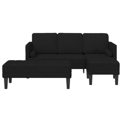 Bankstel met kussen 2 pcs Zwart Polyester