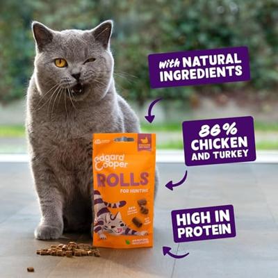 Edgard & Cooper Rolls Kip & Kalkoen kattensnacks 45 gram