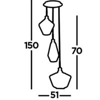 Searchlight Vide hanglampMia 3-lichts koperbrons met amber glas - 5423-3AB - thumbnail