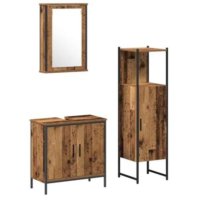 3-delige badkamermeubelset Oude Hout Gelaagd Hout