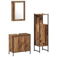 3-delige badkamermeubelset Oude Hout Gelaagd Hout - thumbnail