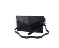 Chique dames envelop clutch schoudertas zwart - thumbnail