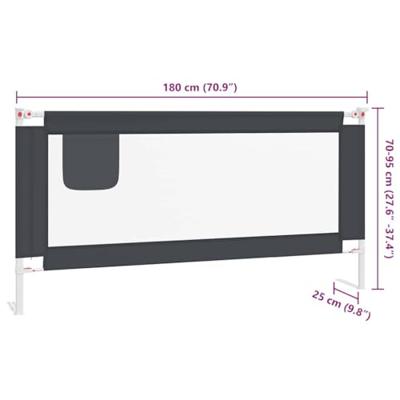 VidaXL Bedhekje peuter 180x25 cm stof donkergrijs