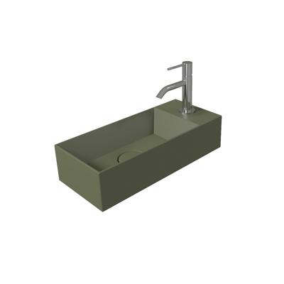Fontein Salenzi Spy 45x20 cm Mat Legergroen Kraangat Rechts (inclusief bijpassende waste)