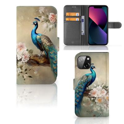 Telefoonhoesje | Met pasjeshouder | voor Apple iPhone 13 Vintage Pauwen