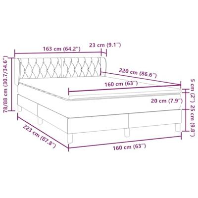 Boxspring met matras fluweel lichtgrijs 160x220 cm