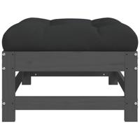 Tuinvoetenbank met kussen massief grenenhout grijs - thumbnail