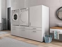 Kast WASHING 2 machines naast elkaar met kast 1 deur 2 lades MEDIUM wit - thumbnail
