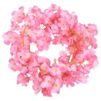 VidaXL Kerstslingers met bloemen 6 st 180 cm donkerroze - thumbnail