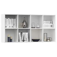 Boekenkast/dressoir 66x30x130 cm bewerkt hout wit - thumbnail