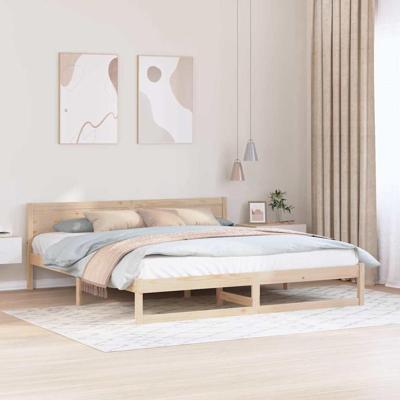 Bedframe met hoofdeinde Bruin 180 x 200 cm Massief grenenhout
