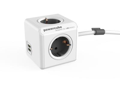 PowerCube Extended USB stekkerblok grijs 4 stopcontacten 1,5M