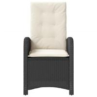Tuinstoelen 2 st verstelbaar met kussens poly rattan zwart - thumbnail