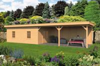 Tuindeco Oslo XL Overkapping type 11 1303x430 cm Lariks/Douglashout blank- Plat dak- Onbehandeld lariks Douglas hout- Tuindeco - thumbnail