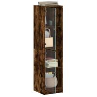 Hoge kast met glazen deuren 35x37x142 cm gerookt eikenkleurig - thumbnail