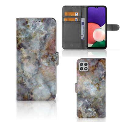 Samsung Galaxy A22 5G | Bookcase | Marmer Grijs