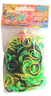 Loom Twister loombands rubber groen/geel/zwart 300 delig Loom Twister loombands rubber groen/geel/zwart 300 delig