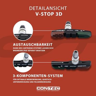 CONTEC remschoen "v-stop 3d" ct brake shoes cartr. v-stop 3d v-brake black