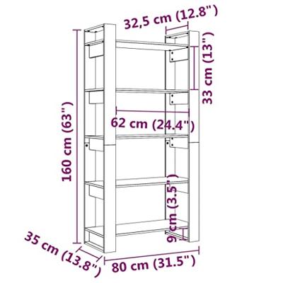 Boekenkast/kamerscherm 80x35x160 cm massief hout grijs