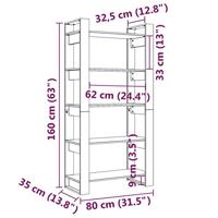 Boekenkast/kamerscherm 80x35x160 cm massief hout grijs - thumbnail